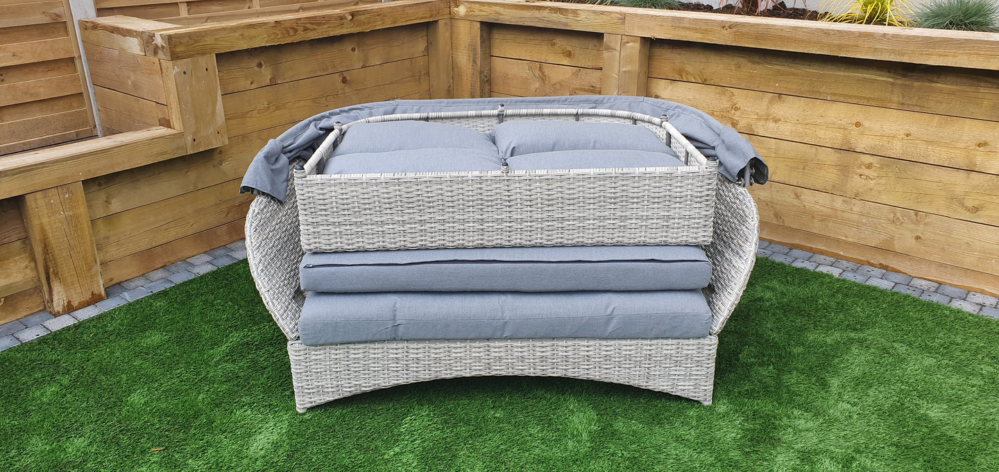 Signature Weave - Meghan Outdoor Daybed with Grey Canopy Hood